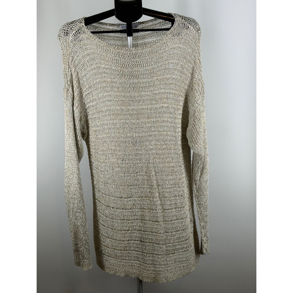 Peter Nygard Metallic Knit‎ Tunic Sweater Gold Silver Long Sleeve XL